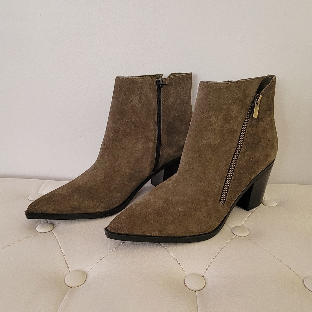 Nine West Wearit Block Heel Ankle Boots - Dark Ireland Green Size 11